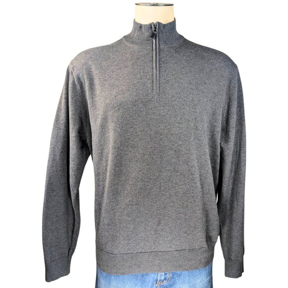 Jos. A Bank Men's Large Gray 1/4 Zip Pima Cotton Pullover Sweater - Picture 1 of 9